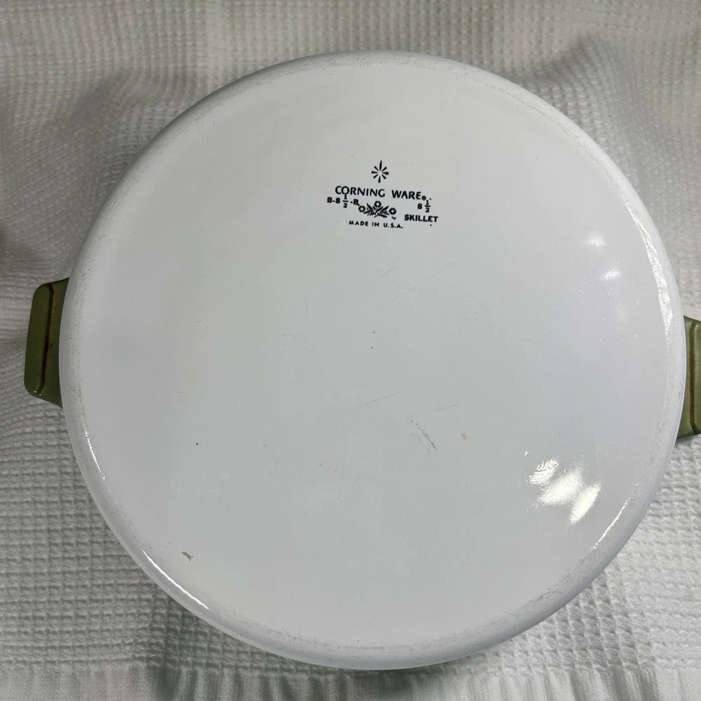Corning Ware Avocado Green Skillet #B-8.5-B with Handles Vintage